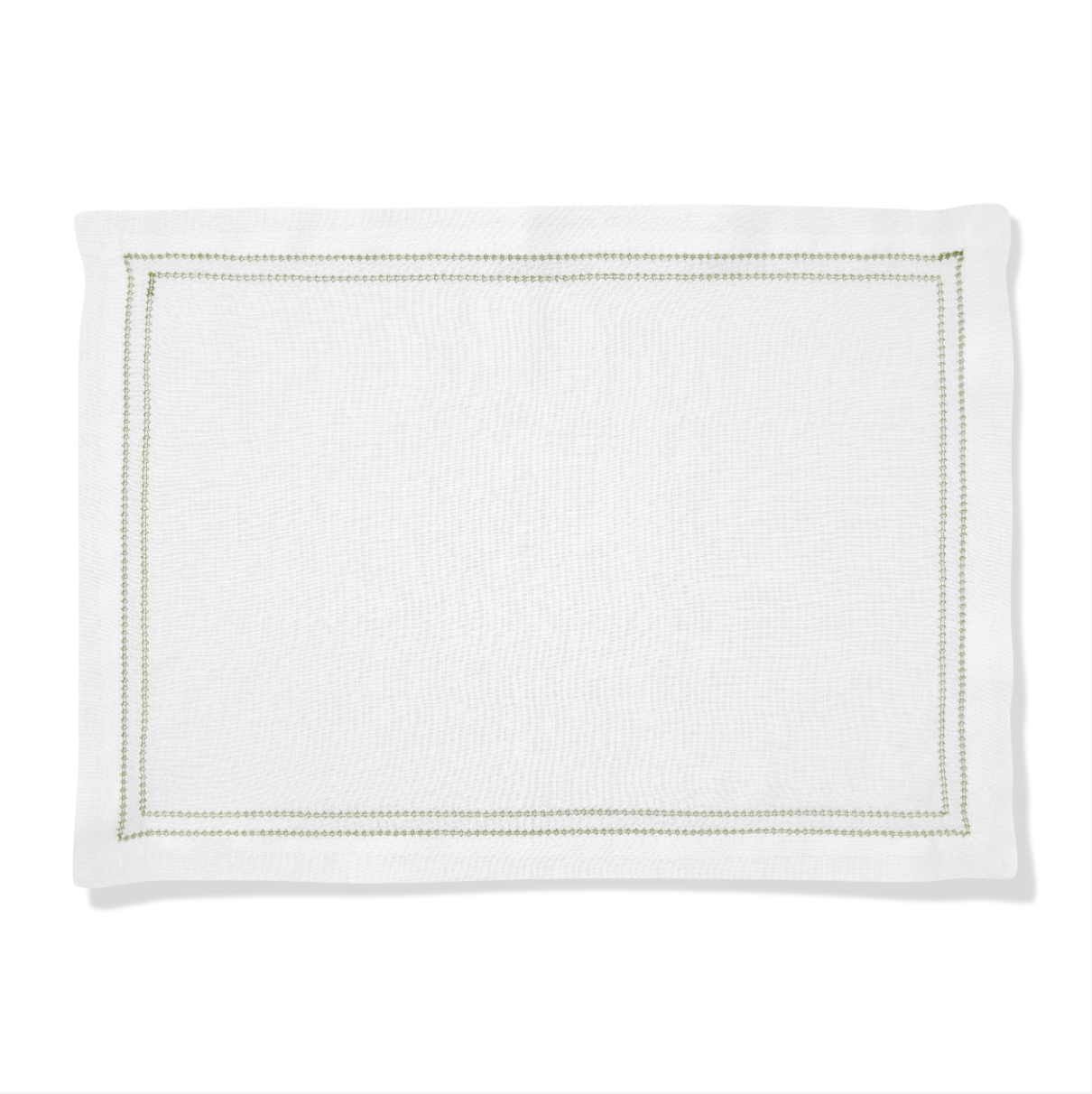 Set of Botanical Green Double Hemstitch Edge Placemats