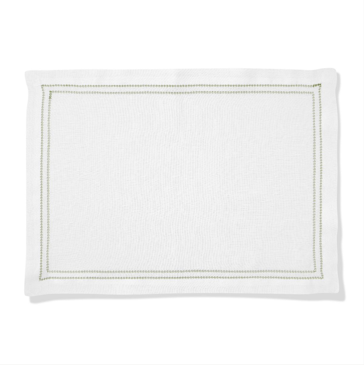 Set of Botanical Green Double Hemstitch Edge Placemats