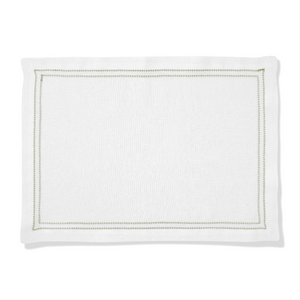 Set of Botanical Green Double Hemstitch Edge Placemats