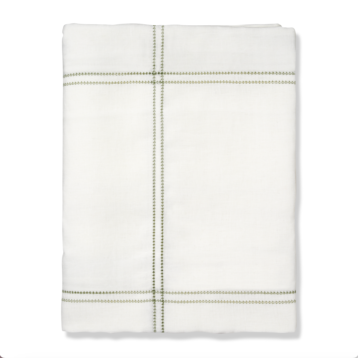 Botanical Green Double Hemstitch Check Tablecloth