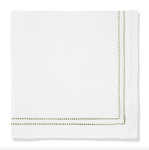 Set of Botanical Green Double Hemstitch Edge Napkins