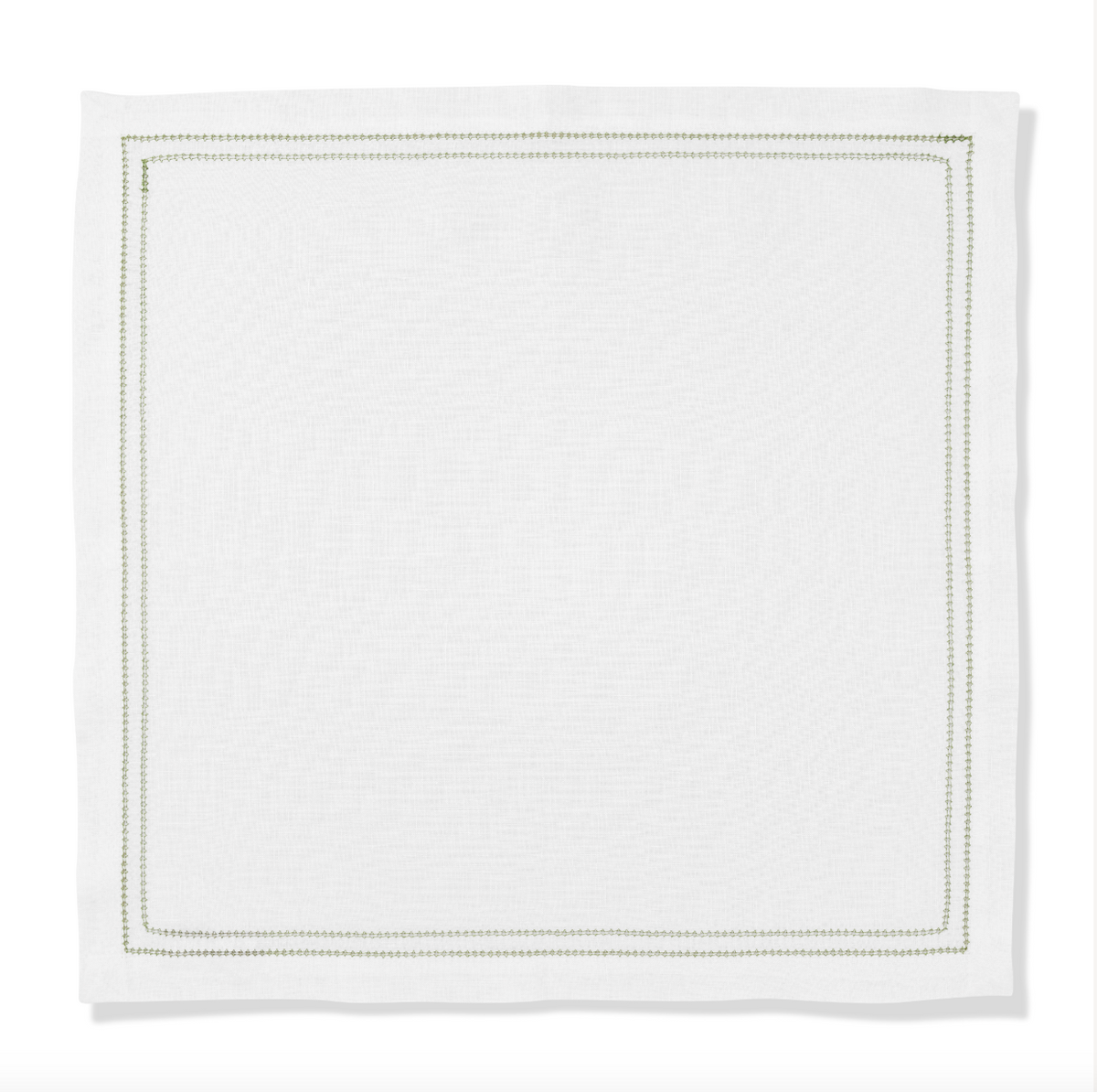Set of Botanical Green Double Hemstitch Edge Napkins