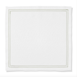 Set of Botanical Green Double Hemstitch Edge Napkins