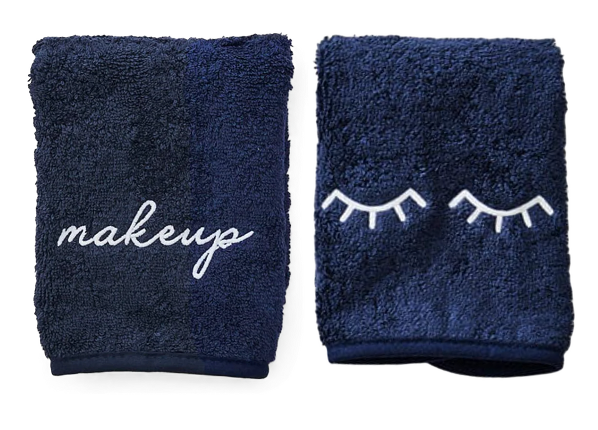 Makeup Towels in Navy, Set of 2