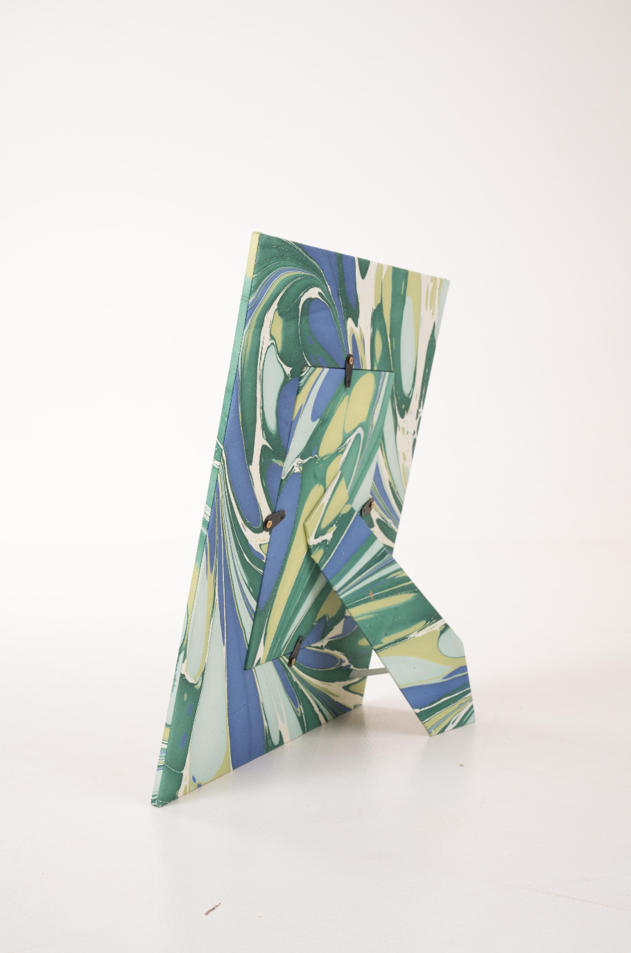 Hand-Marbled Large Wall Picture Frame in Green & Blue, 5x7