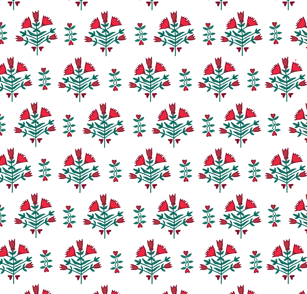 Poinsettia block pattern swatch