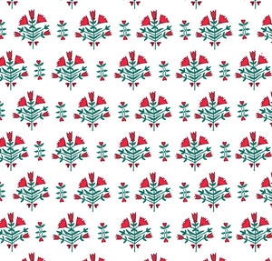 Poinsettia Block Print Zip Baby Onesie