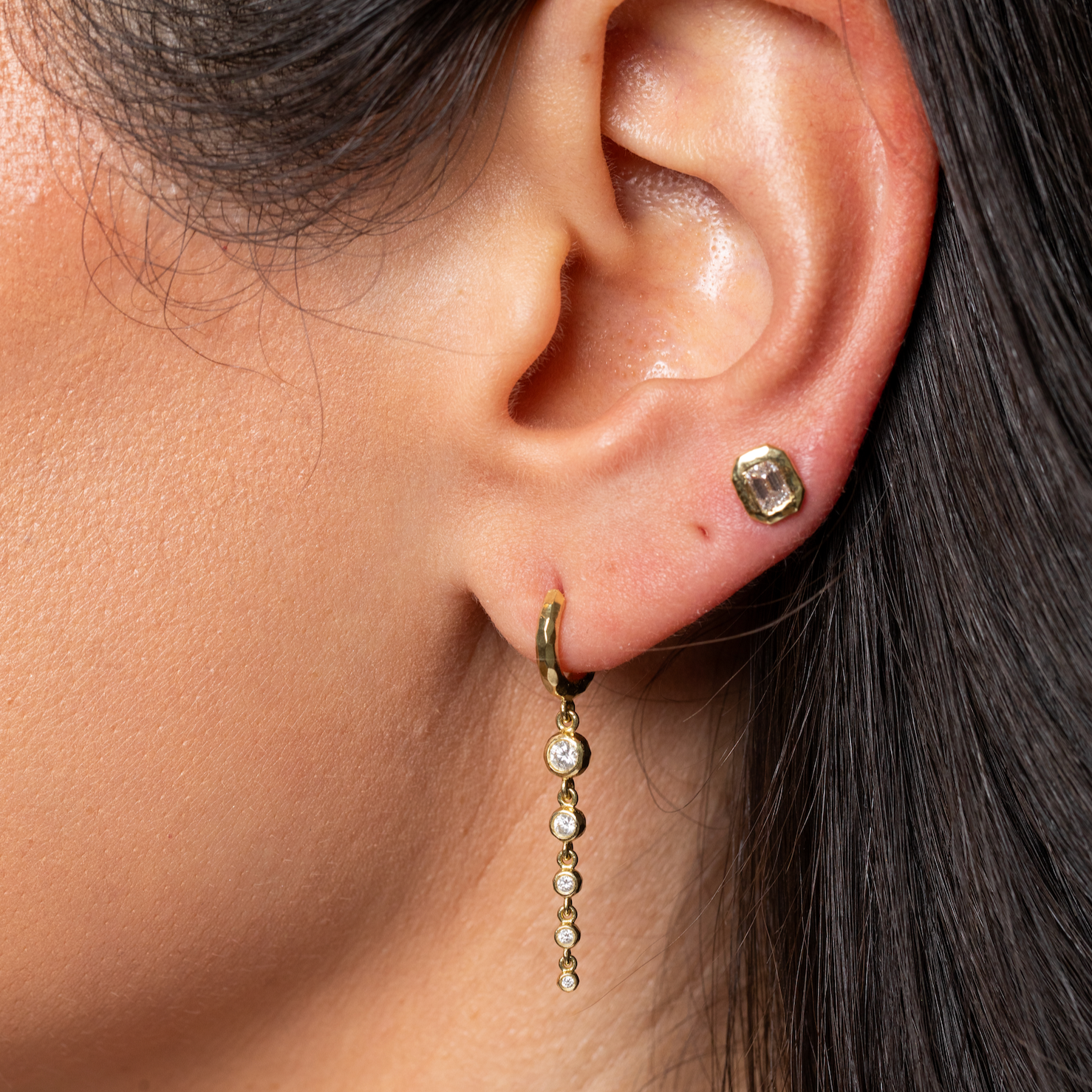 Charmed Micro Gabby Hoops Tiered Diamond Nesting Gem Drops, Five
