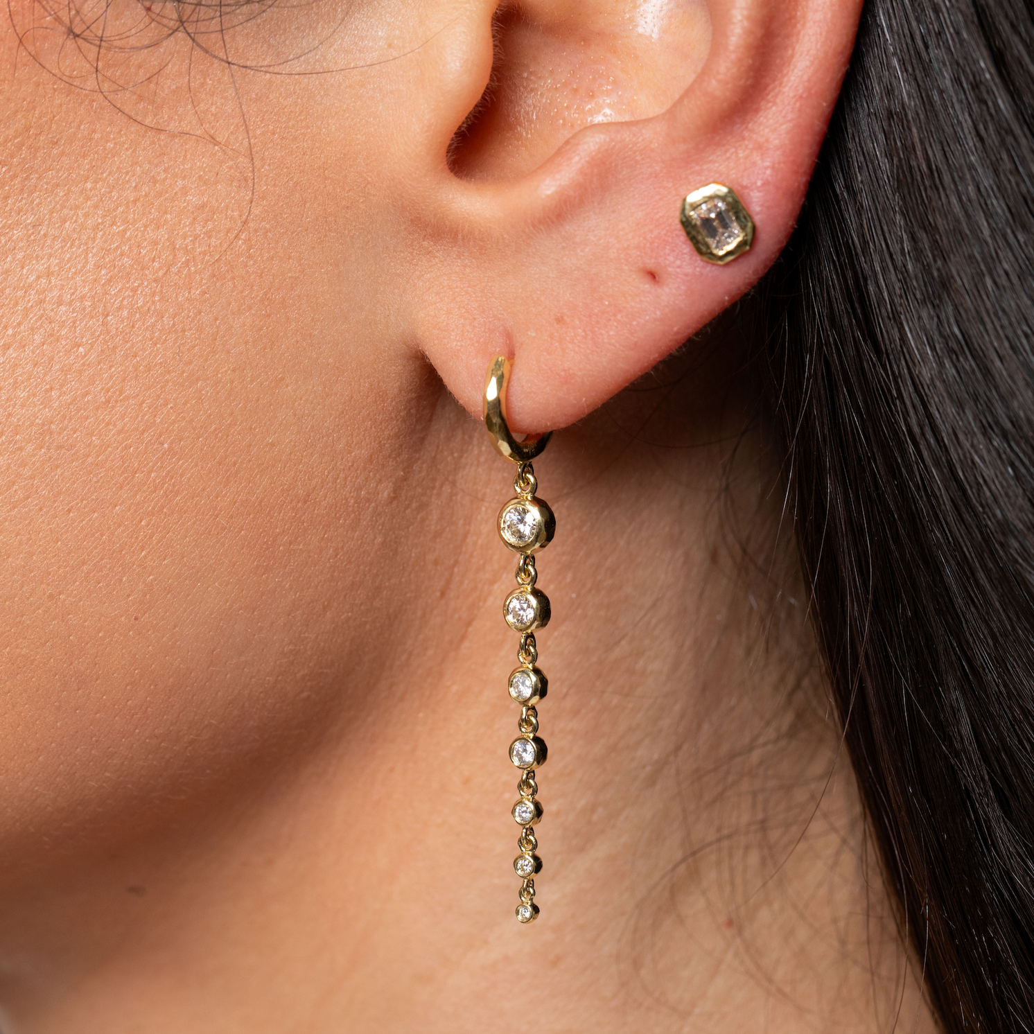 Charmed Micro Gabby Hoops Tiered Diamond Nesting Gem Drops, Seven