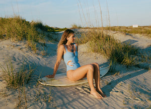 OTM Exclusive: The Flora One-Piece In Light Blue & White