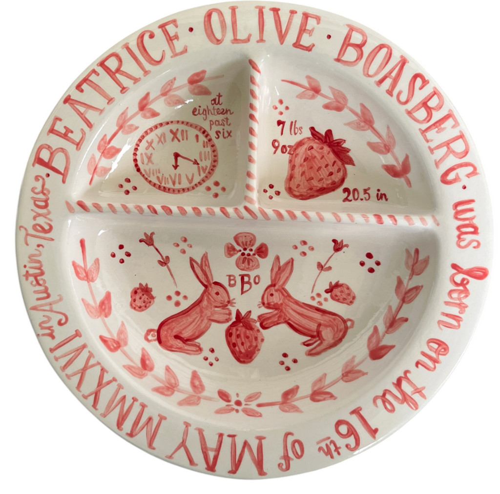 Children’s Divided Plate in Strawberry Thief with Bunnies