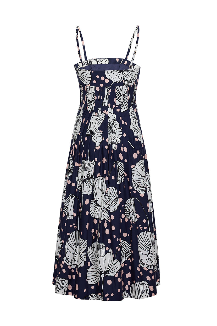 Sea Island Dress in Dotted Flora Navy