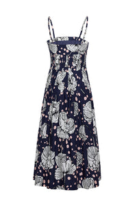 Sea Island Dress in Dotted Flora Navy