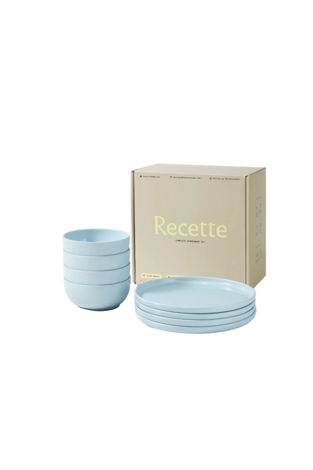 Plate and Bowl Set in Seafoam