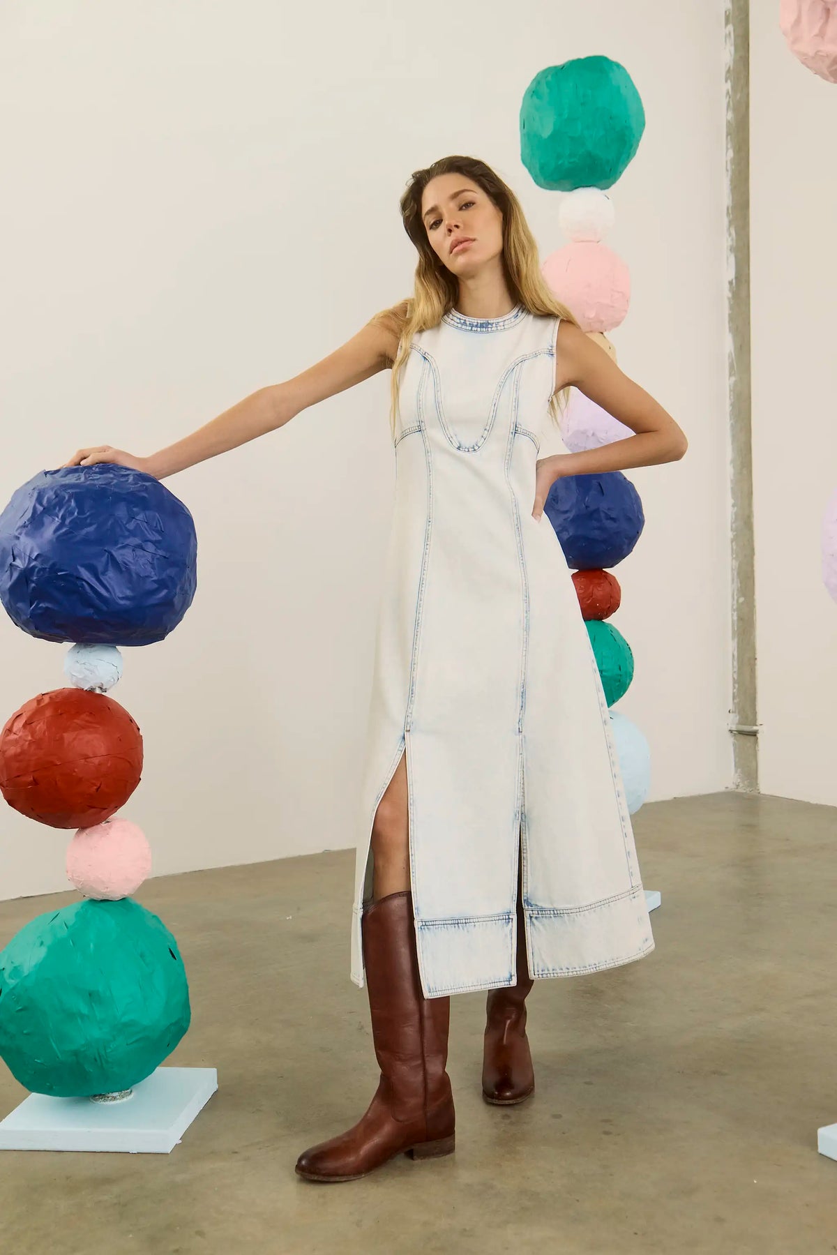 The Sedona Dress in Washed Blue Denim. 