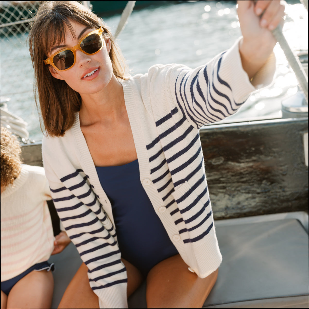 Women’s Breton Stripe V-Neck Knit Cardigan