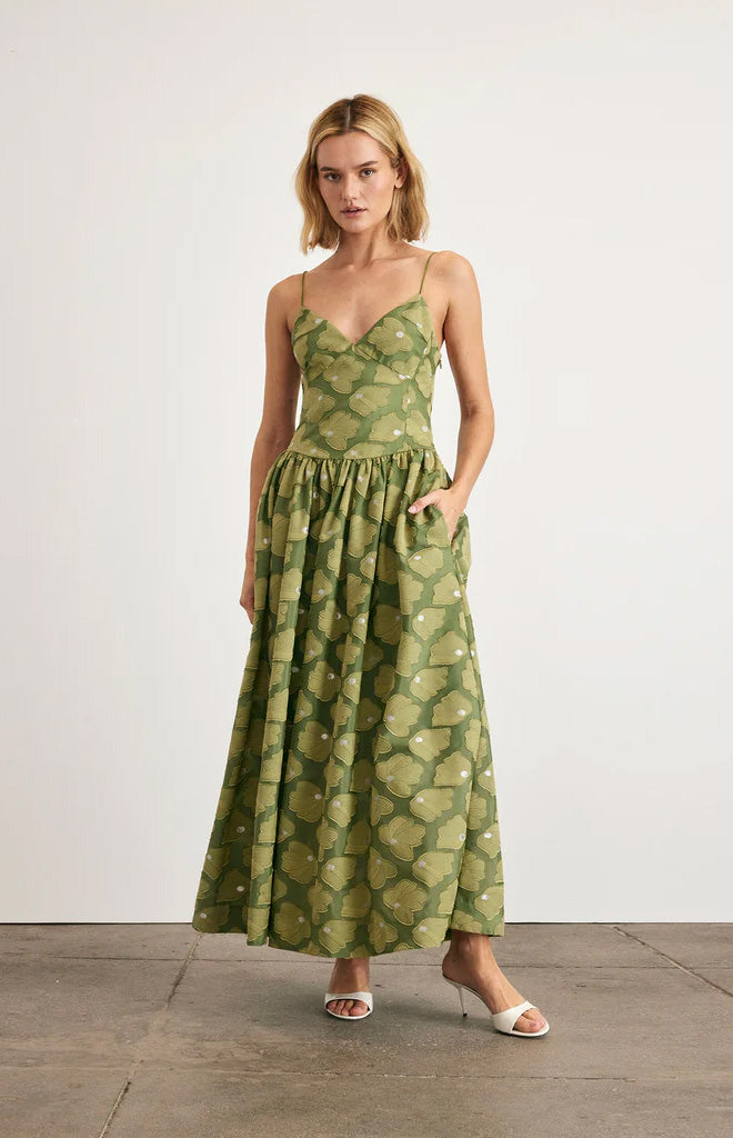 Serena Dress in Avocado Over The Moon - Main Image