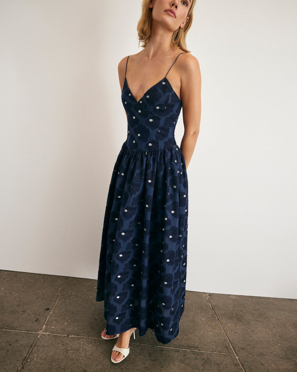 serena dress navy blue product info Serena Dress - Navy - Recycled cotton