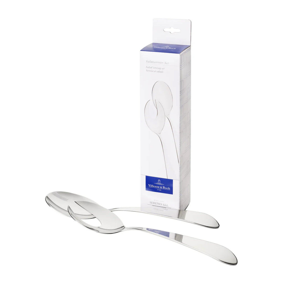 Sereno XXL Salad Serving Set Gift Boxed in Silver