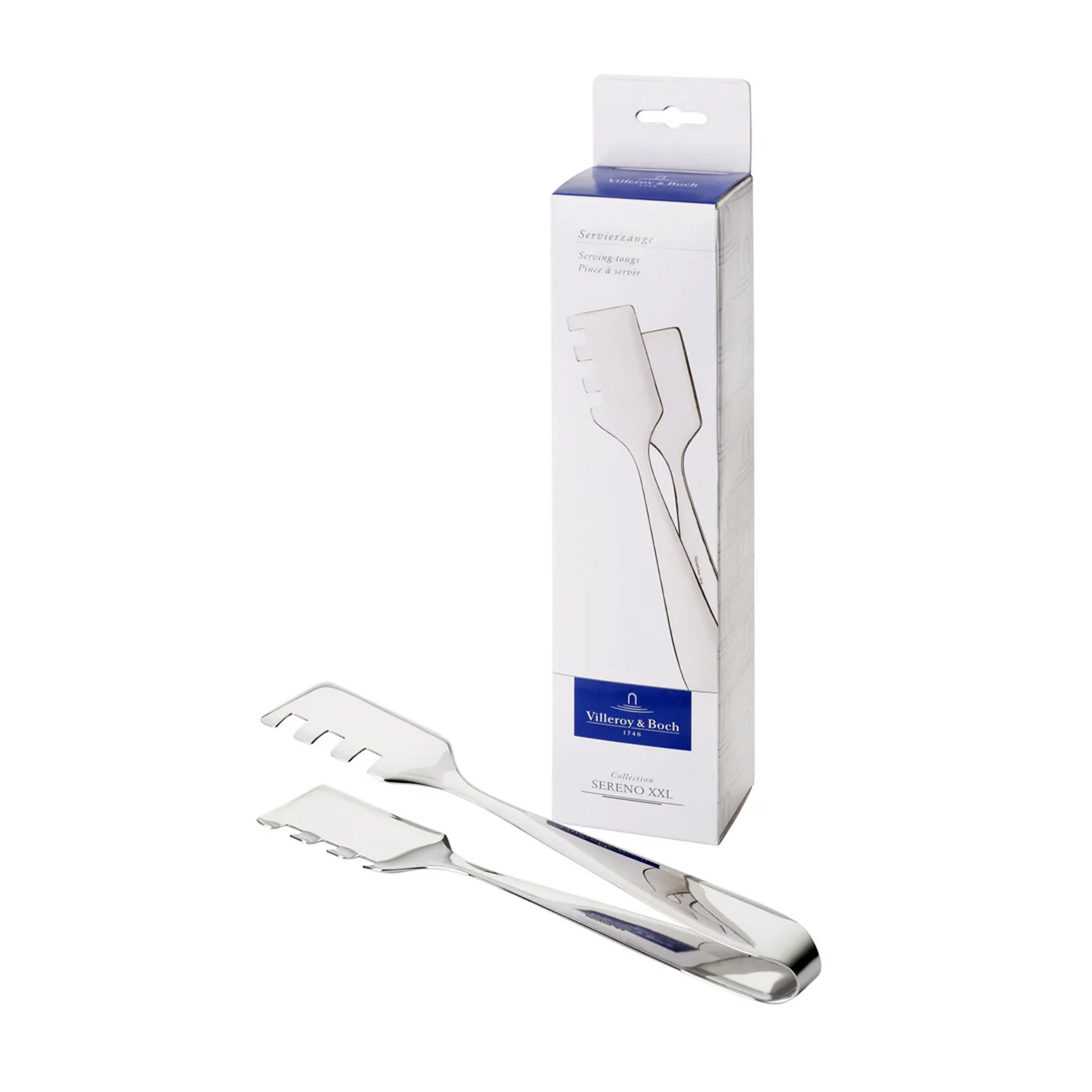 Sereno XXL Serving Tongs Gift Boxed in Silver