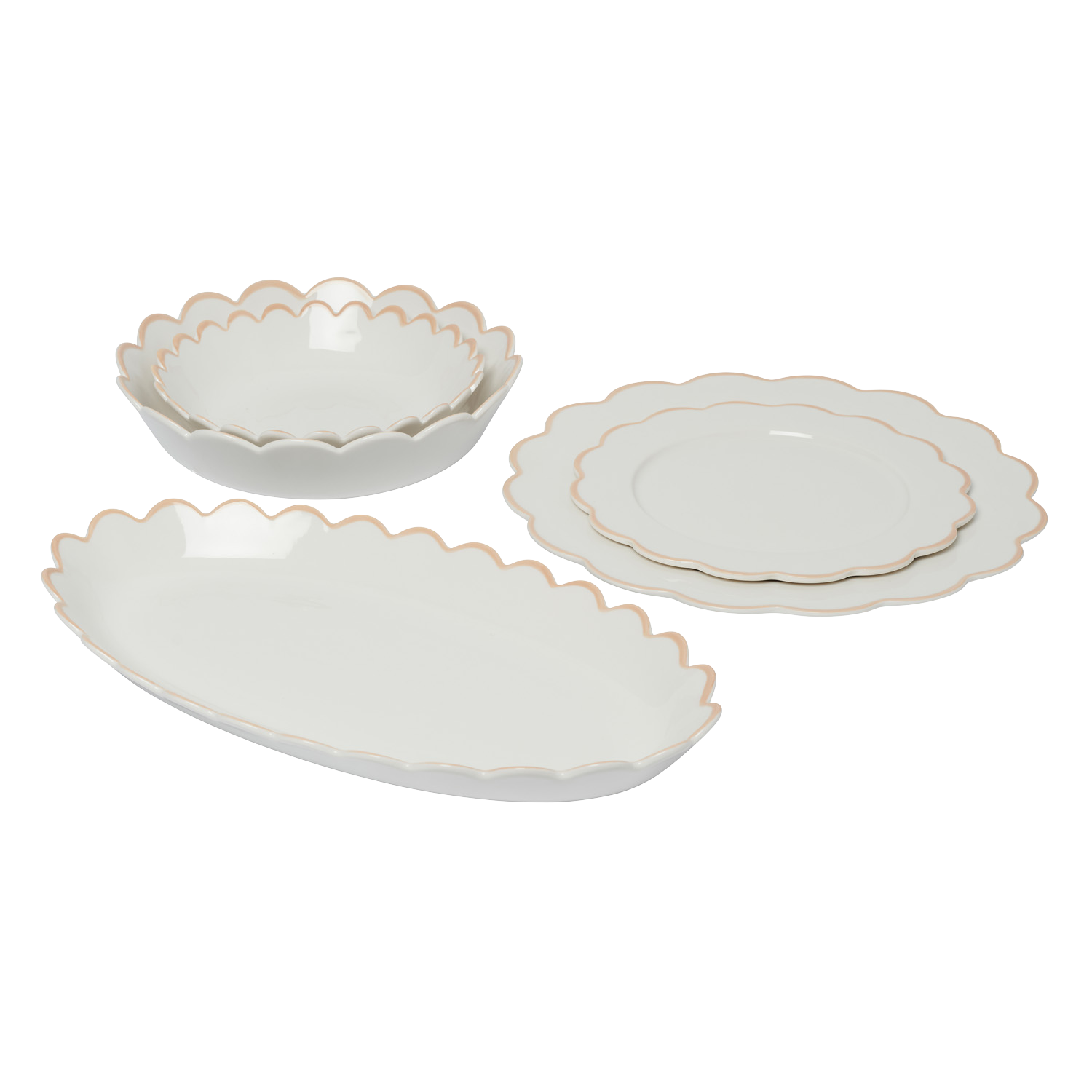Beige Scallop Dining Set - 17 pieces