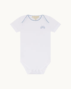 Angel Wing Picot Short Sleeve Onesies in Blue Fade, Set of 7