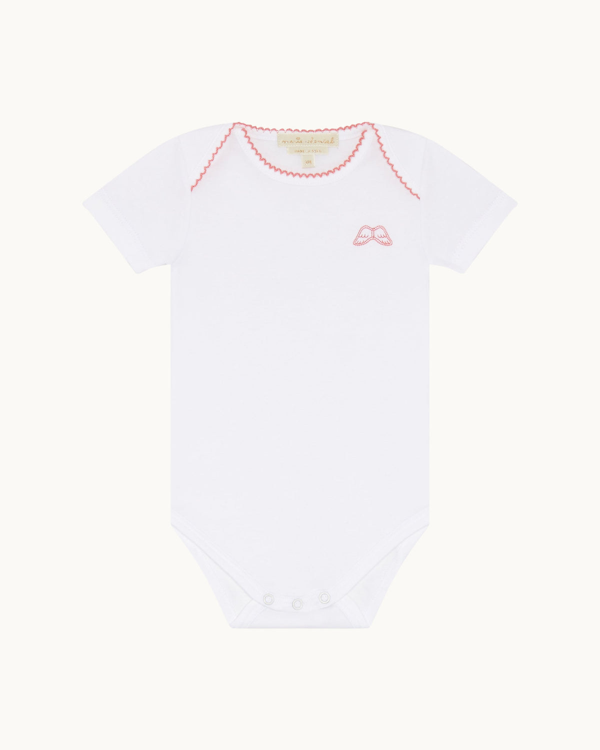 Angel Wing Picot Short Sleeve Onesies in Pink Fade, Set of 7