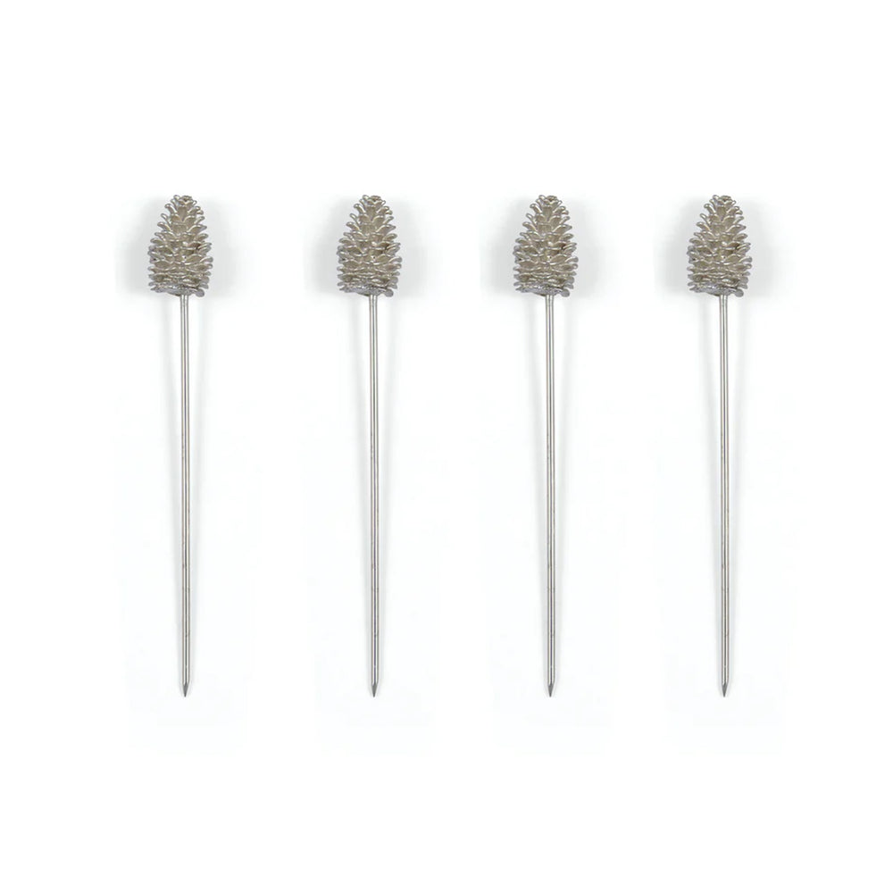 Set of 4 Pine Cone Cocktail Picks