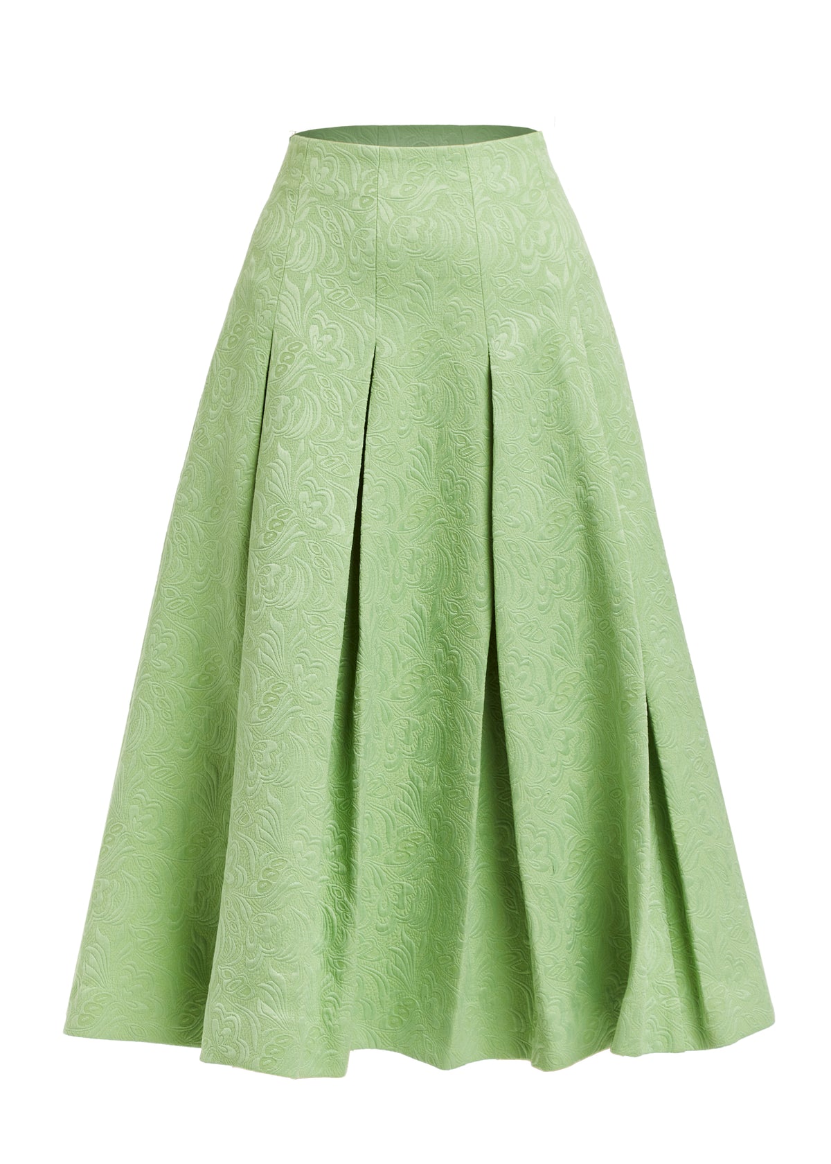 Seville Midi Skirt in Green Jacquard