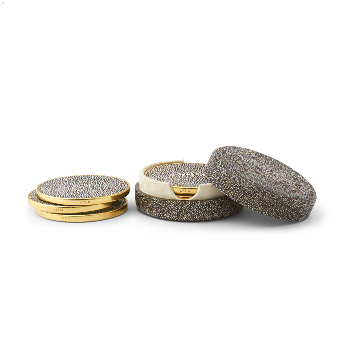 Shagreen Coasters in Chocolate, Set of 4