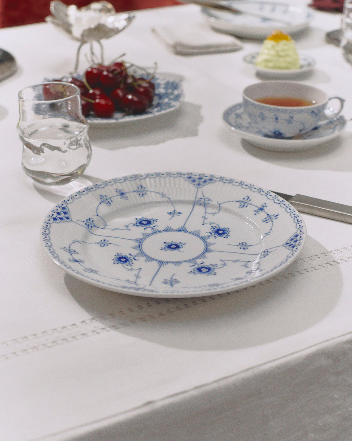 Blue Fluted Half Lace Salad Plate 8.75"