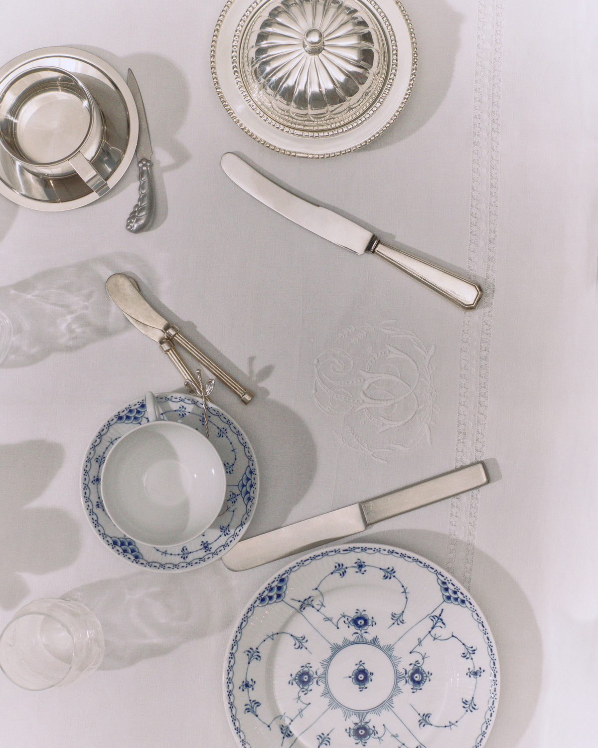 Blue Fluted Half Lace Salad Plate 8.75"