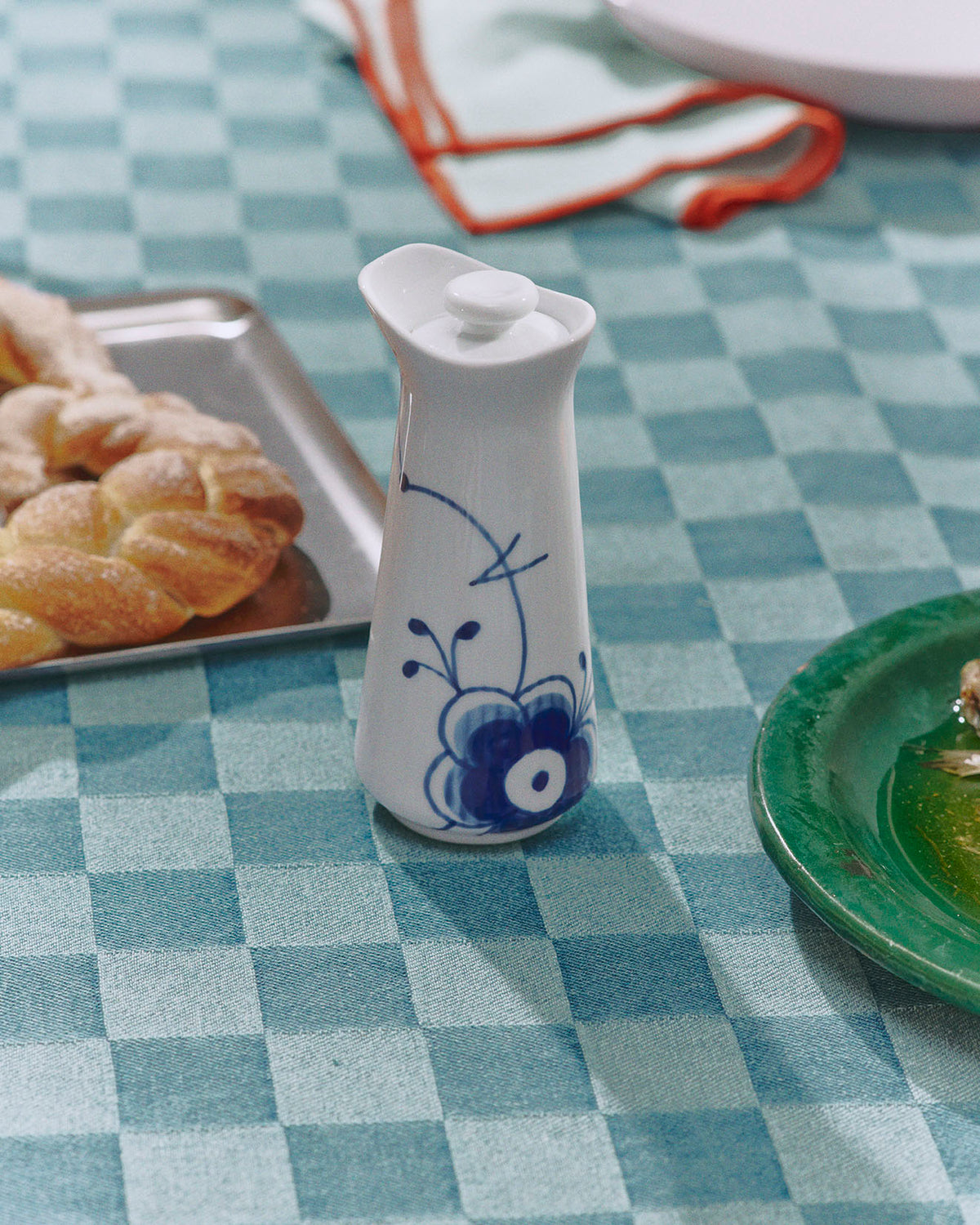 Blue Fluted Mega Oil And Vinegar Bottle 5.4"
