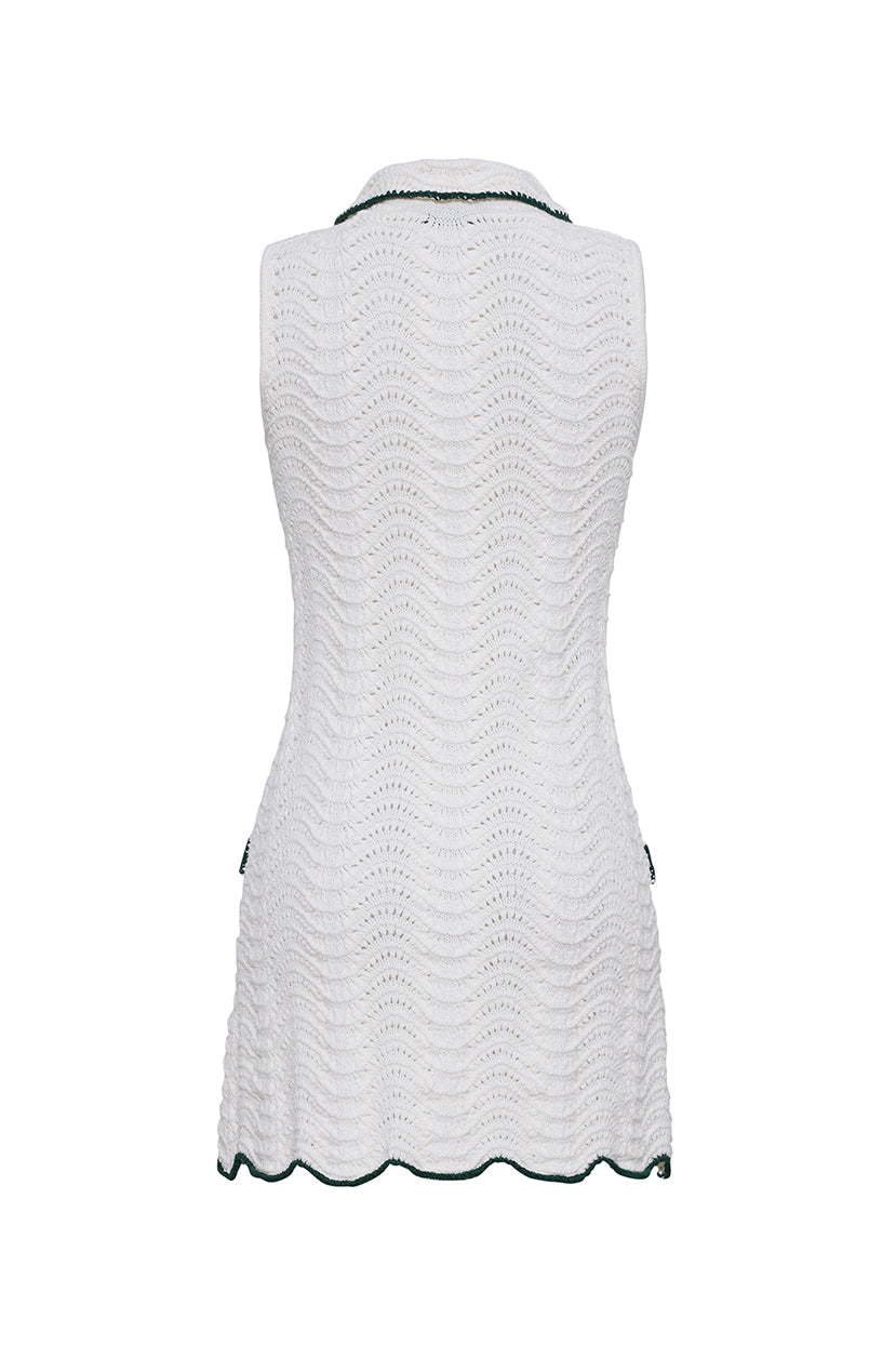 Sheena Mini Dress in Ivory Green Wave