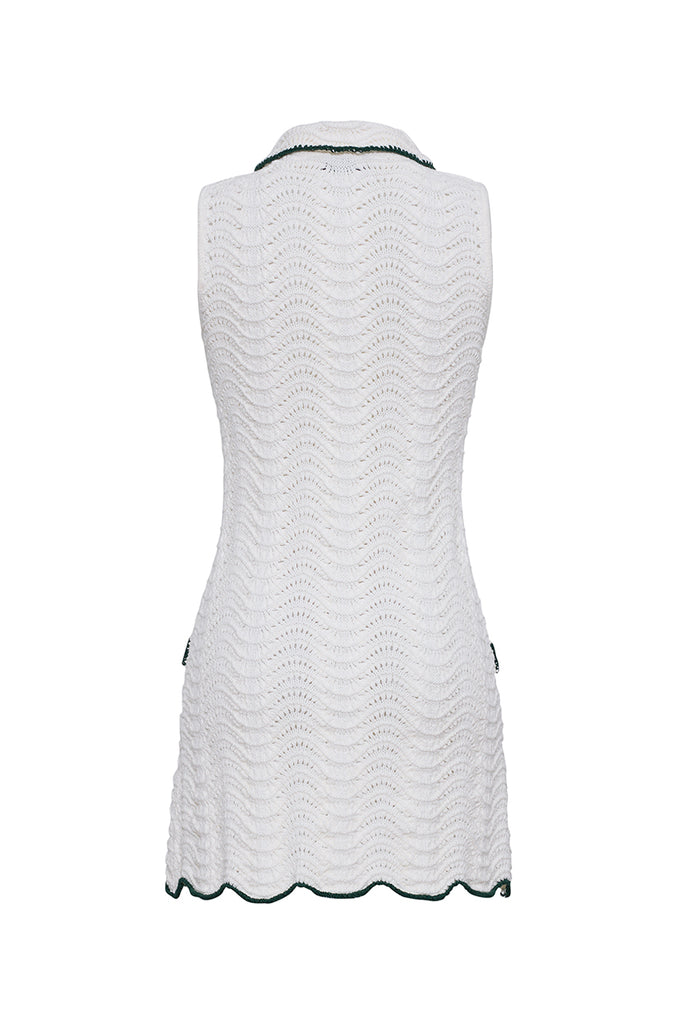 Sheena Mini Dress in Ivory Green Wave