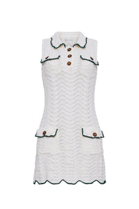 Sheena Mini Dress in Ivory Green Wave