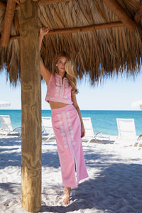 Shell Pink Beaded Delfina Skirt
