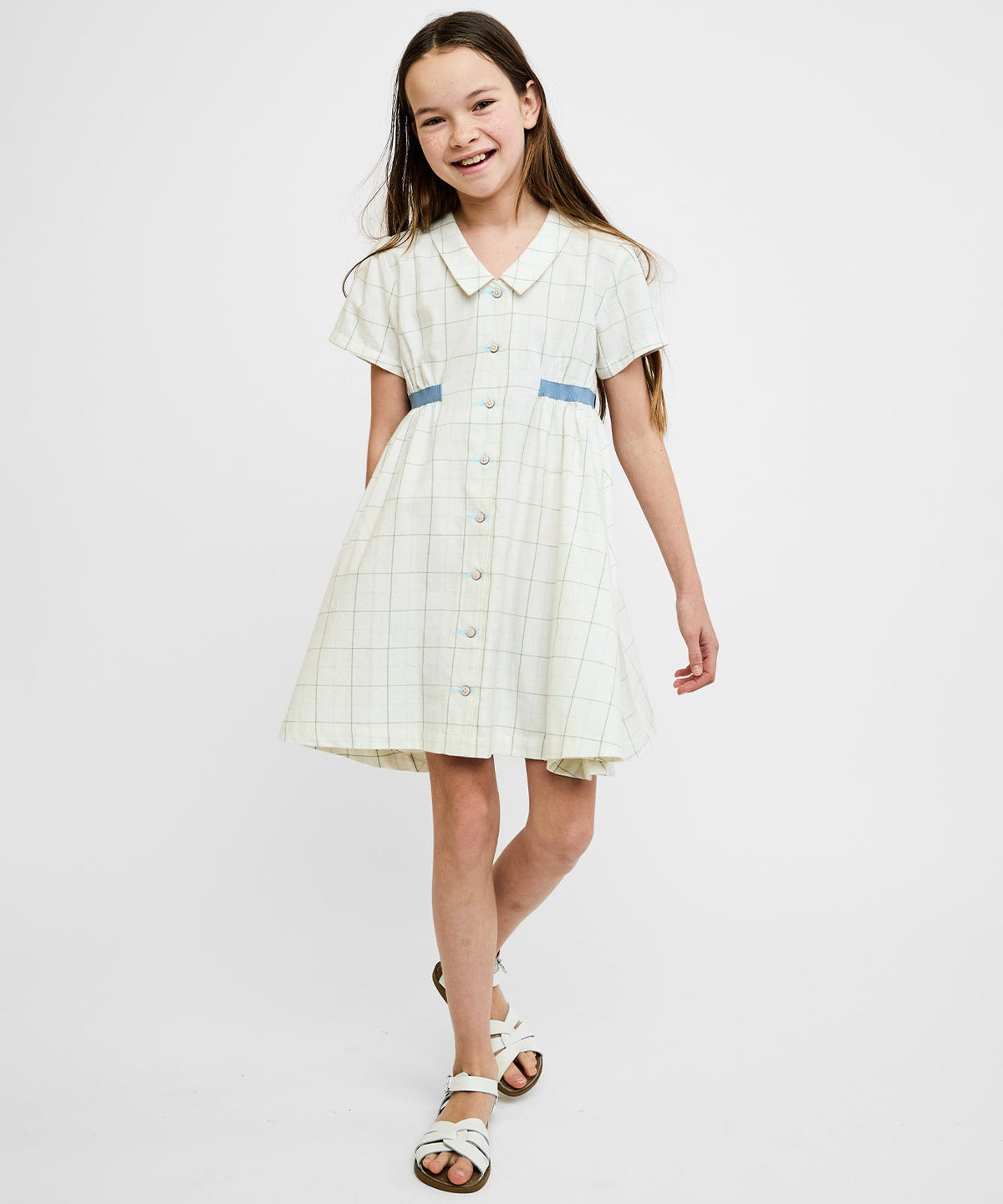 Shirt Dress in Seafoam Plaid