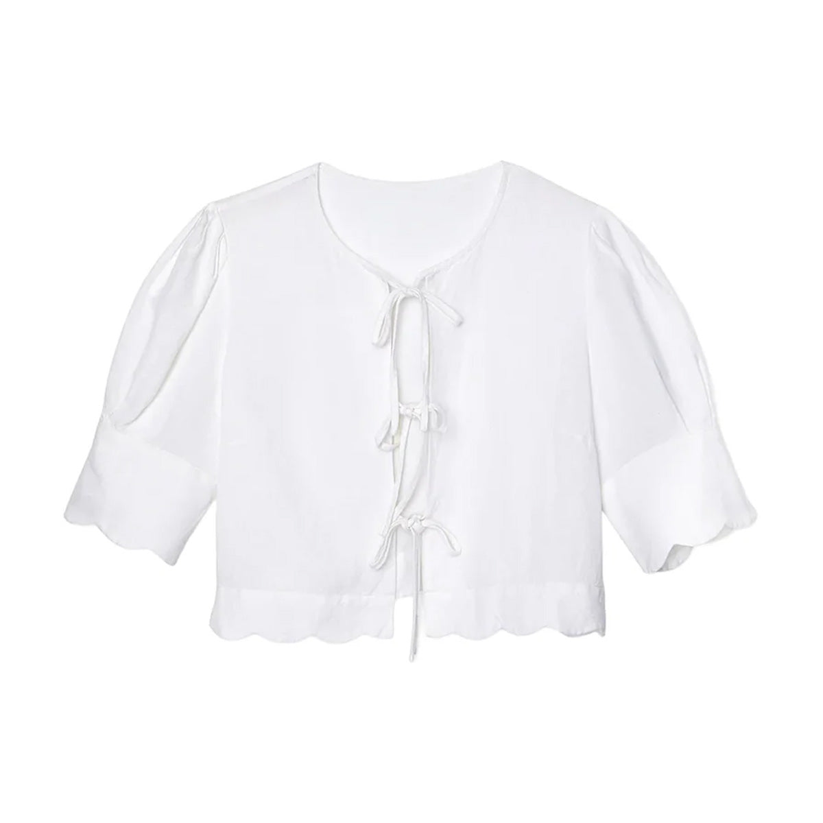 Scalloped Top in White | Over The Moon