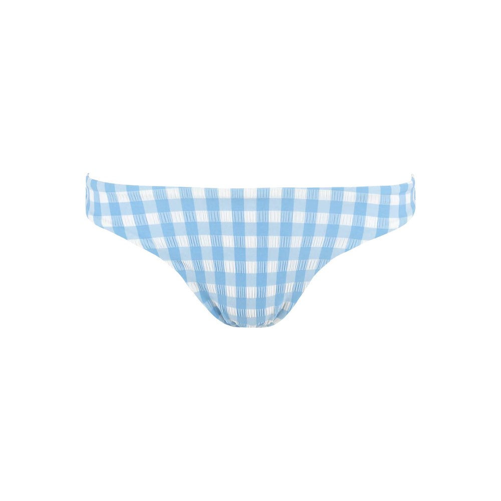 Women's Surfside Blue Crinkle Gingham Low Waist Bikini Bottom