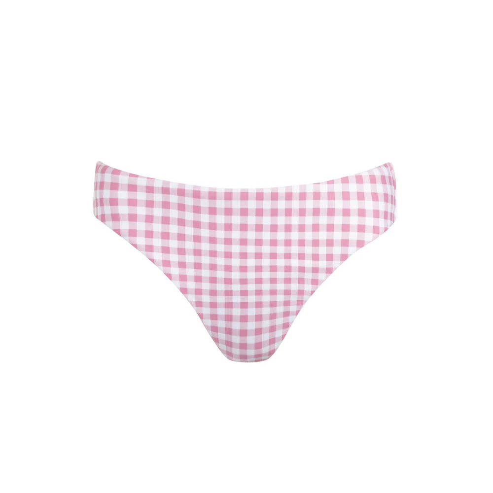 Women’s Blush Gingham Mid Rise Bikini Bottom
