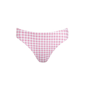 Women’s Blush Gingham Mid Rise Bikini Bottom