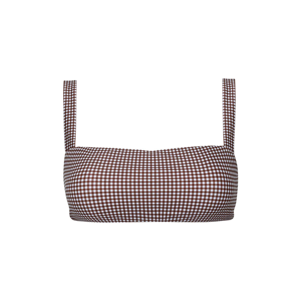 Women’s Cocoa Gingham Bandeau Bikini Top