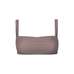 Women’s Cocoa Gingham Bandeau Bikini Top