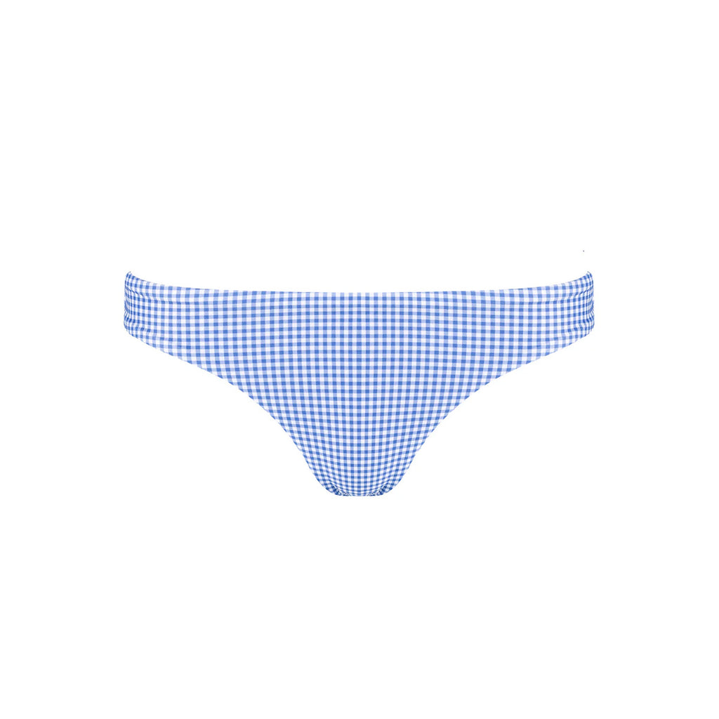 Women’s Sky Blue Gingham Low Waist Bikini Bottom