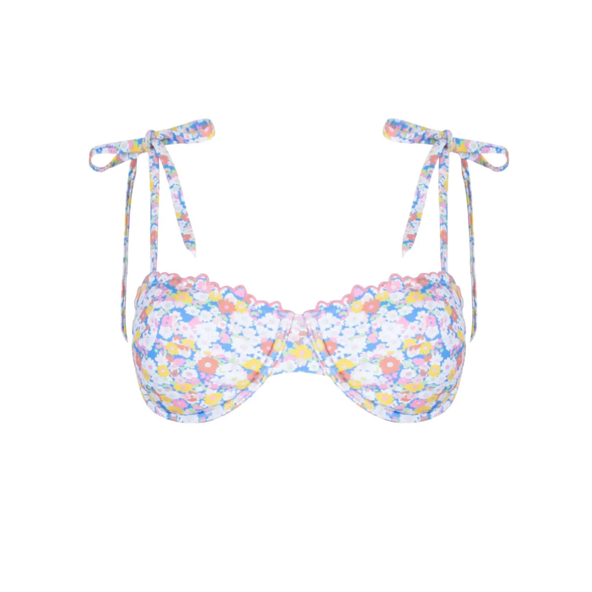 Women’s Jasmine Blossom Cup Bikini Top with Tie Straps