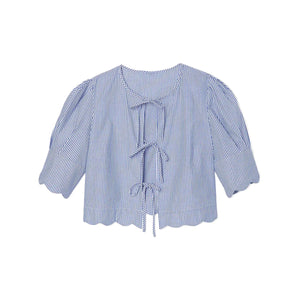 Scalloped Top in Blue Stripe