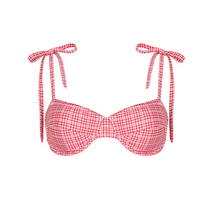 Women’s Poppy Gingham Cup Bikini Top with Tie Straps