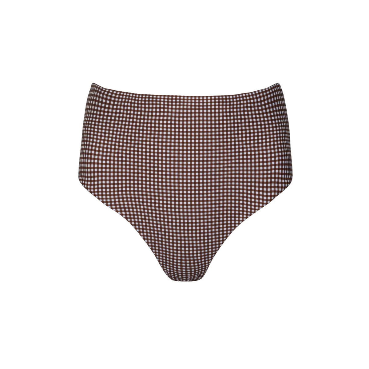 Women’s Cocoa Gingham High Waist Bikini Bottom