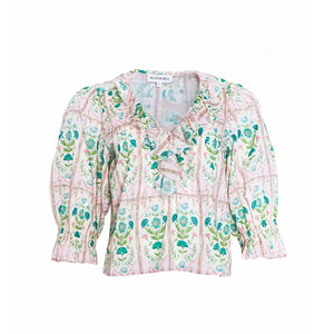 Imogen Blouse in Pink Trellis